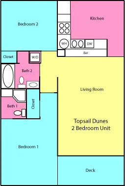 Topsail Dunes 2 bedroom floor plan