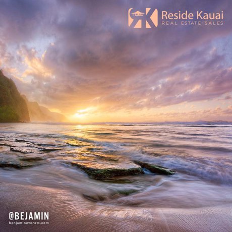Photo of Ke'e beach taken by Benjamin Everett for Reside Kauai's blog.
