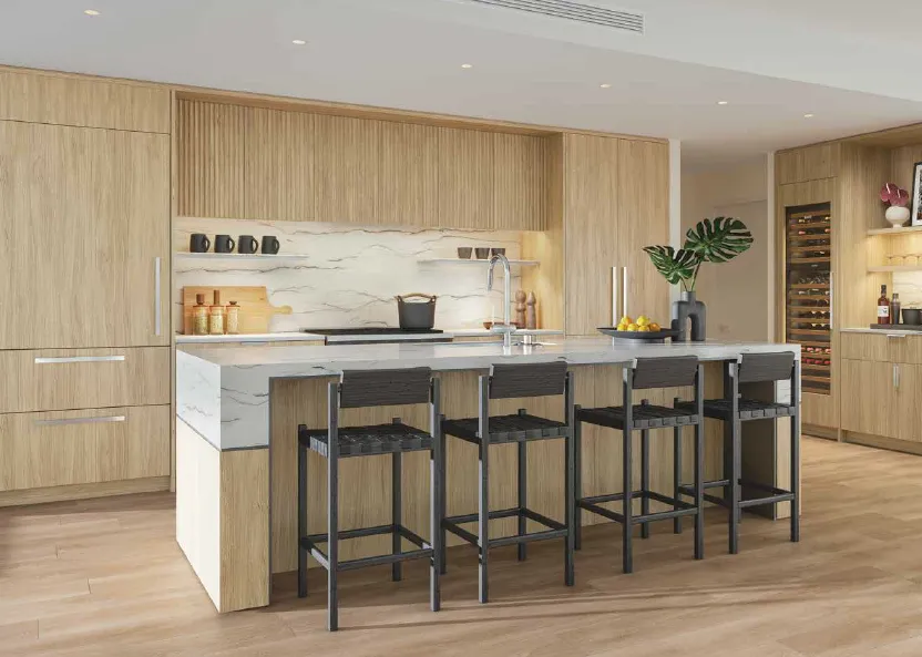 Kalae planned kitchen with island seating - developer rendering