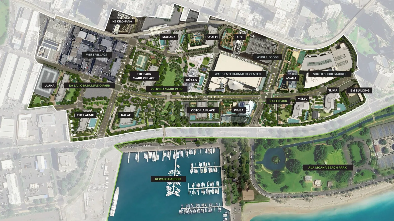Ward Village by Howard Hughes 2026 master plan in Kakaako, Honolulu