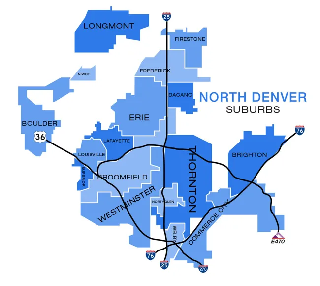 North Denver Suburbs Map