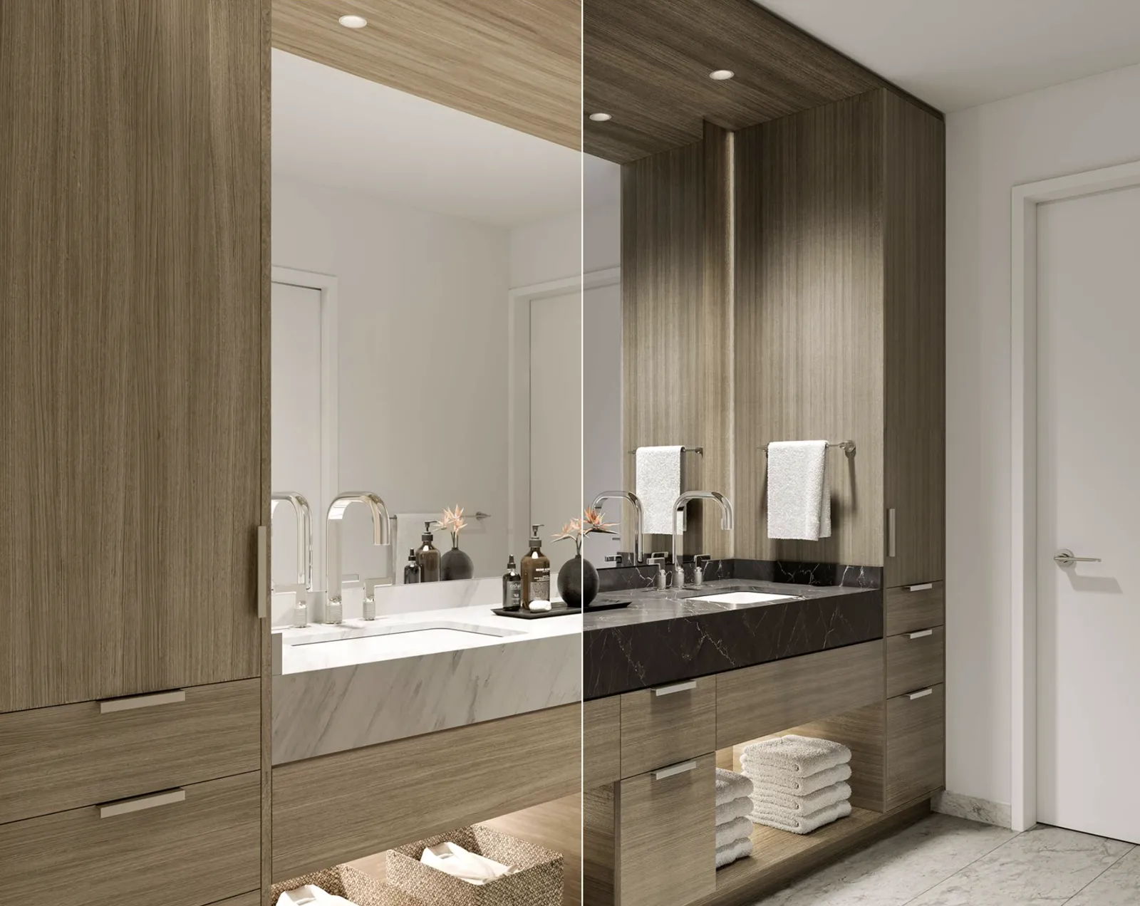 Kalae Ward Village light and dark bathroom