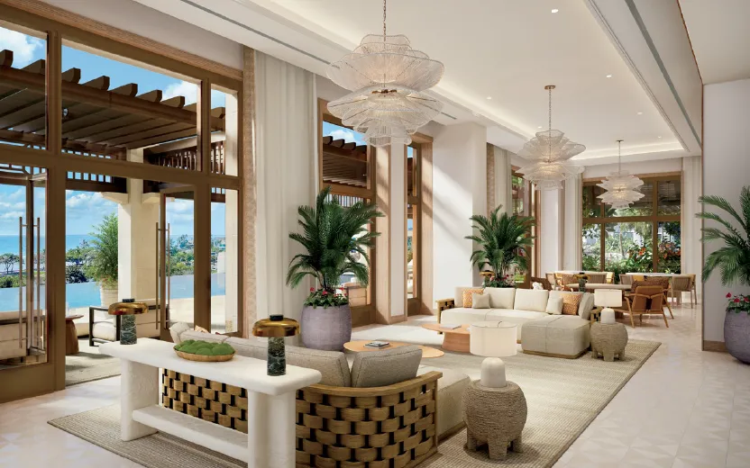Melia proposed lounge and outdoor gathering spaces - architectural rendering
