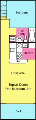 Topsail Dunes 1 bedroom floor plan North Topsail Beach