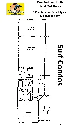 One Bedroom Plan for Surf Condos located in Surf City on Topsail Island, NC