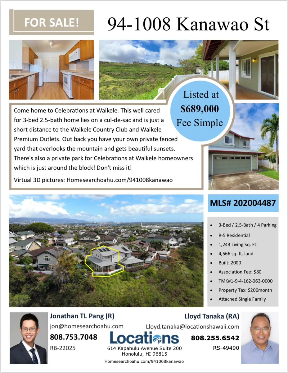 94-1008 Kanawao Street Flier