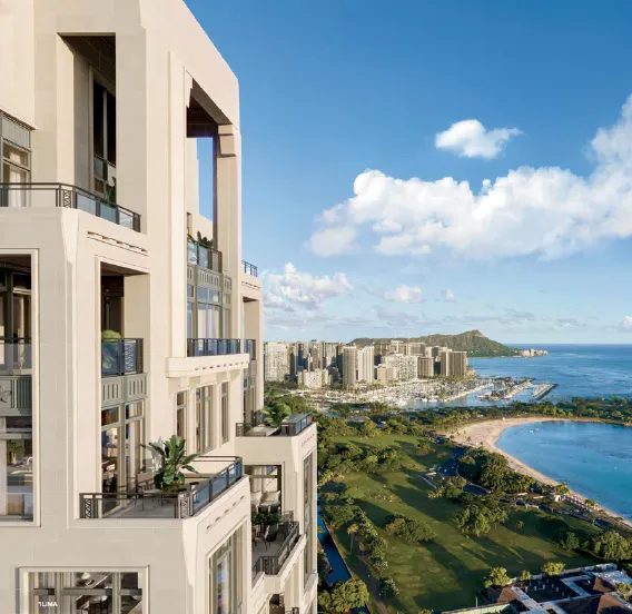 Ilima planned lanais and Diamond Head outlook - architectural rendering