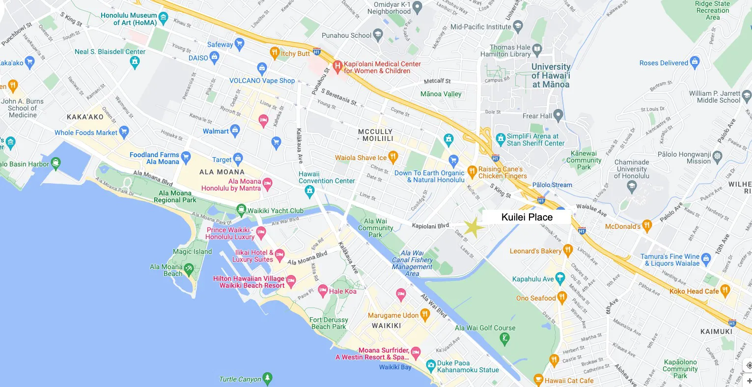 Kuilei Place Condo Location Kakaako